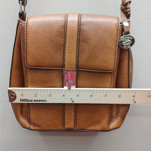 Brahmin Genuine Pebbled Leather Flap Shoulder Crossbody Bag Retro Twist Lock - Picture 7 of 15